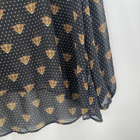 EIGHT SIXTY Blouse Size Large Leopard Face Polka Dot Sheer Contemporary Dots - Picture 5 of 10